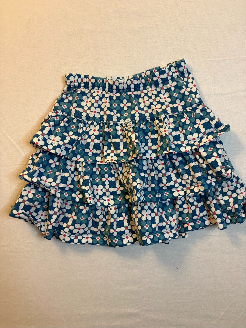 Hanna Andersson Teal Floral Tiered Ruffle Skirt